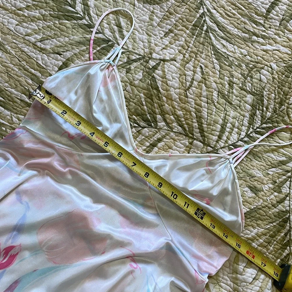 Vintage floral nylon nightgown or slip dress with full sweep - Picture 5 of 6